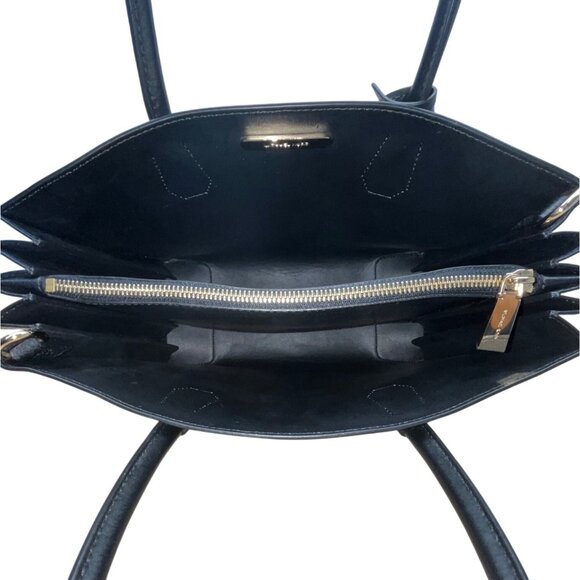 Michael Kors Black Pebbled Leather Satchel  With Gold Hardware & Charm Tote Bag - Picture 9 of 13